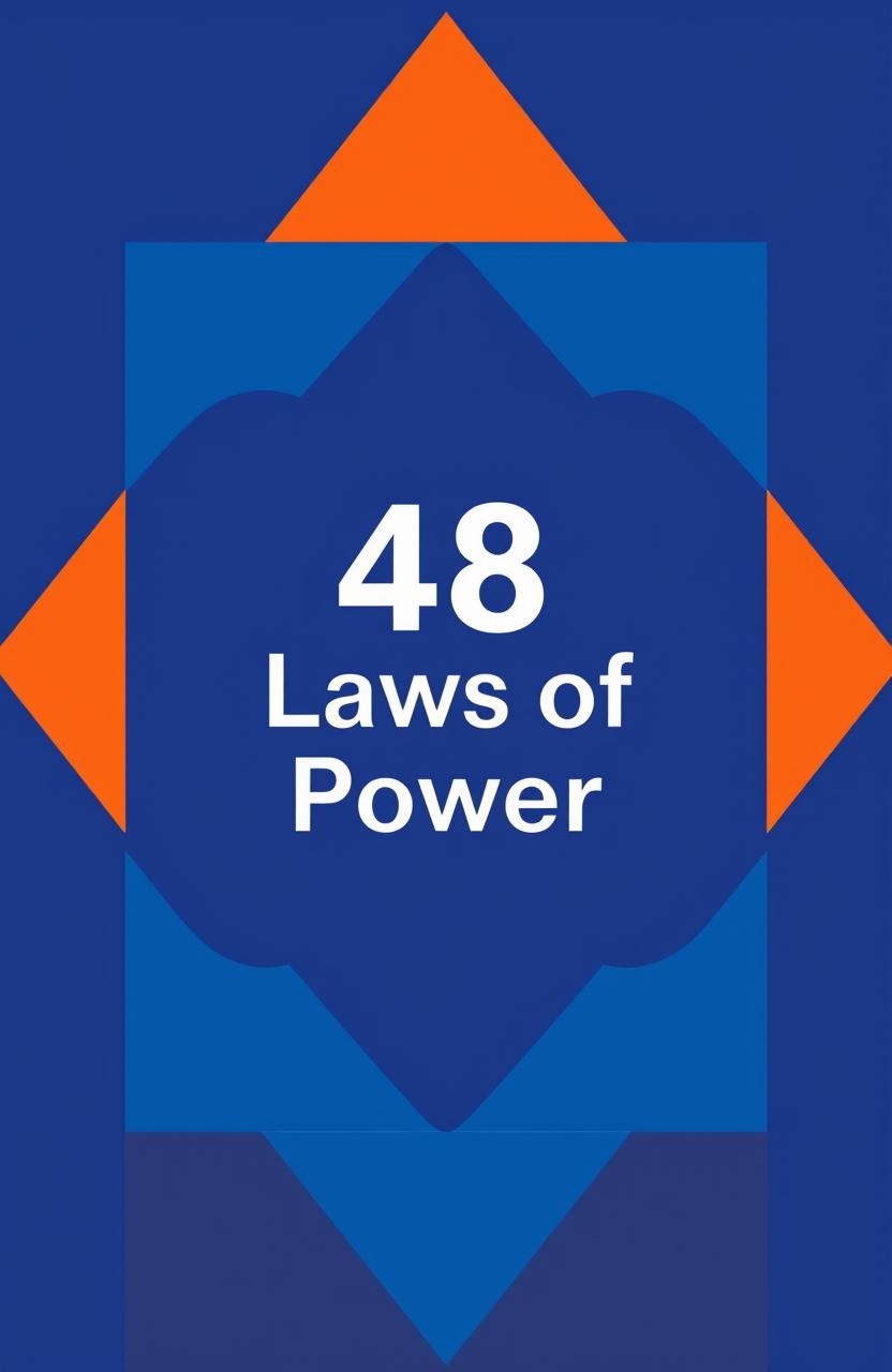 A minimalist book cover design featuring a striking abstract pattern with only two colors, inspired by the aesthetic of the book "48 Laws of Power"