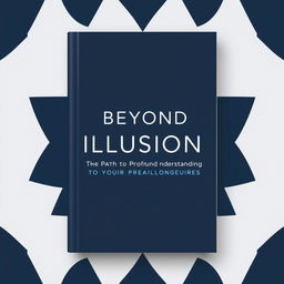 A minimalist book cover design featuring a striking abstract pattern with only two colors, a deep navy blue and a crisp white, reflecting a sense of depth and clarity