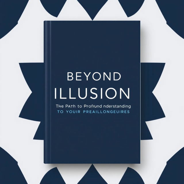 A minimalist book cover design featuring a striking abstract pattern with only two colors, a deep navy blue and a crisp white, reflecting a sense of depth and clarity