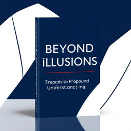 A minimalist book cover design featuring a striking abstract pattern with only two colors, a deep navy blue and a crisp white, reflecting a sense of depth and clarity