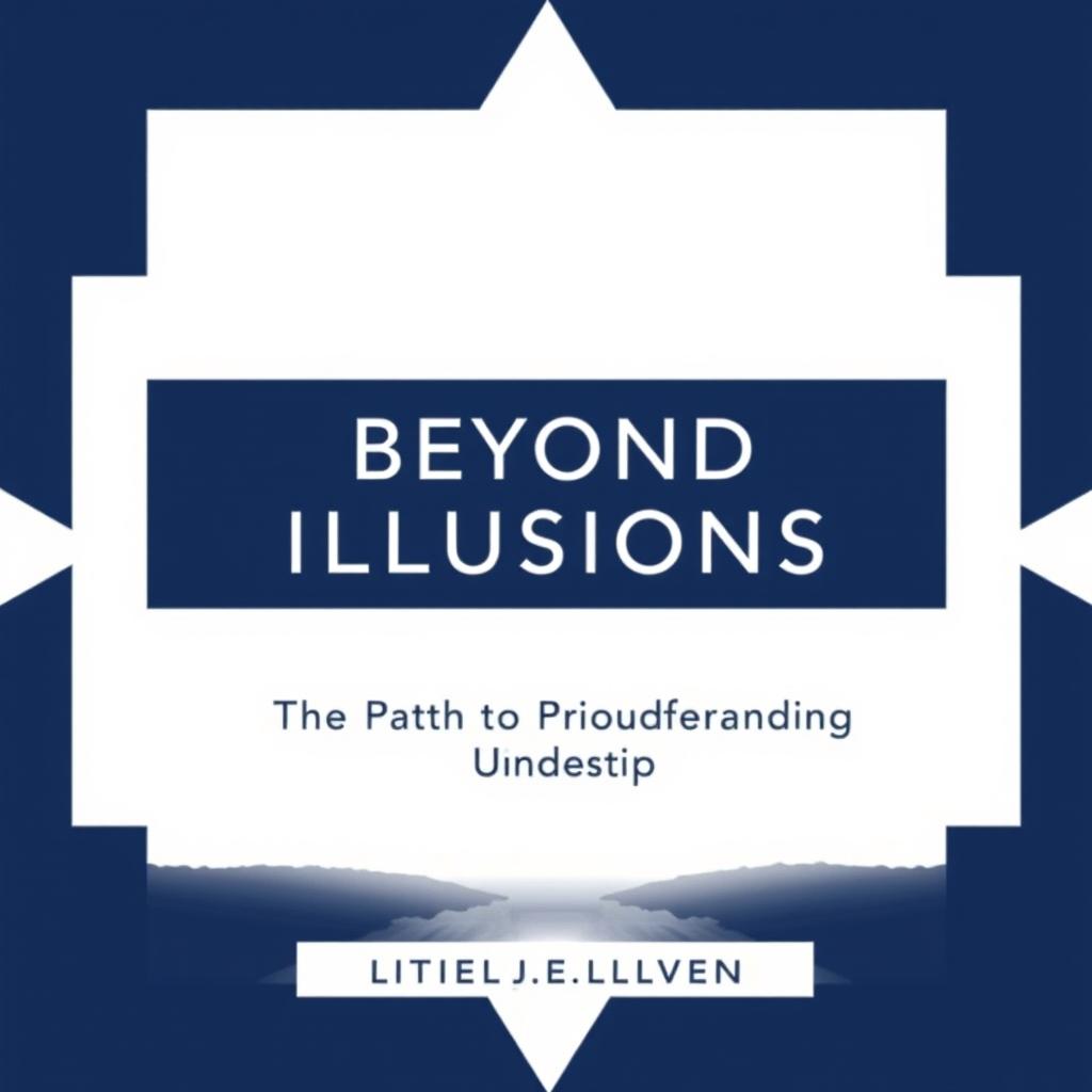 A minimalist book cover design featuring a striking abstract pattern with only two colors, a deep navy blue and a crisp white, reflecting a sense of depth and clarity