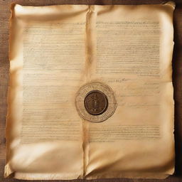 A vintage parchment paper unrolled to reveal a 'Nakasulat na Kalooban', a traditional Filipino last will and testament, with legible handwriting and an official seal.