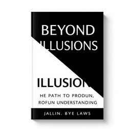 A minimalist book cover design featuring a striking two-color scheme inspired by the book "48 Laws of Power," utilizing a deep, rich black and a bright, clean white
