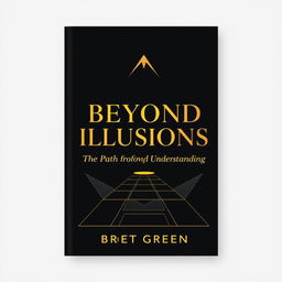 A minimalist book cover design featuring a striking color scheme of deep black and luxurious gold, exuding sophistication and depth
