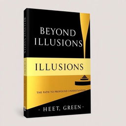 A minimalist book cover design featuring a striking color scheme of deep black and luxurious gold, exuding sophistication and depth