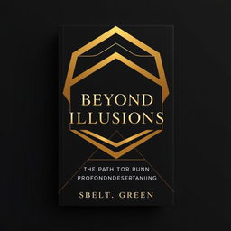 A minimalist book cover design featuring a sophisticated color scheme of deep black and radiant gold, evoking elegance and depth