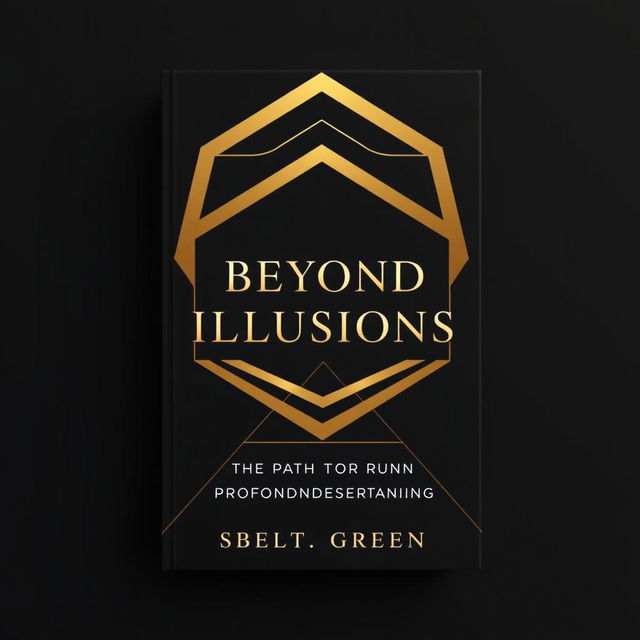 A minimalist book cover design featuring a sophisticated color scheme of deep black and radiant gold, evoking elegance and depth