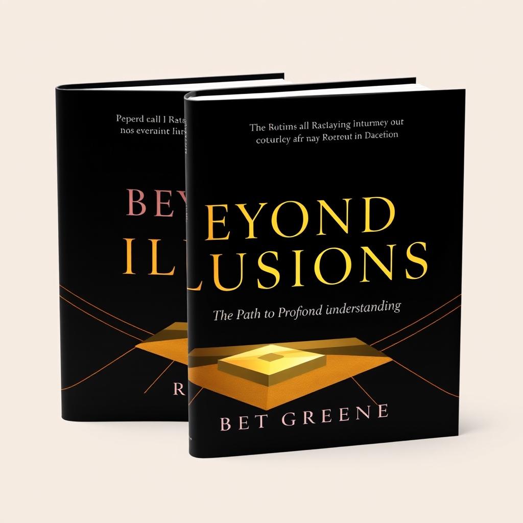 A minimalist book cover design featuring a sophisticated color palette of rich black and gleaming gold to create a striking contrast