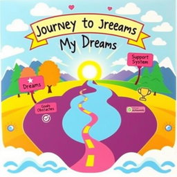 A creative graphic organizer that illustrates a person's life journey and how they can achieve their dreams