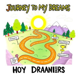 A creative graphic organizer that illustrates a person's life journey and how they can achieve their dreams