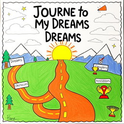A creative graphic organizer that illustrates a person's life journey and how they can achieve their dreams