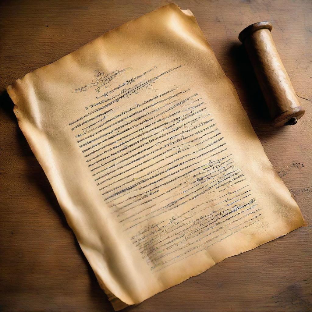 A vintage parchment paper unrolled to reveal a 'Nakasulat na Kalooban', a traditional Filipino last will and testament, with legible handwriting and an official seal.