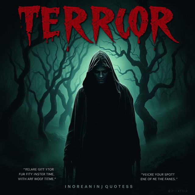 A chilling horror movie poster featuring a dark forest in the background with twisted, gnarled trees that have ominous shadows