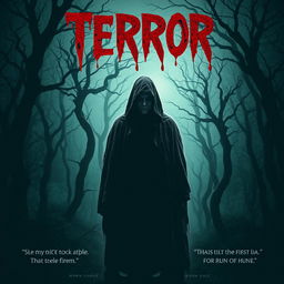 A chilling horror movie poster featuring a dark forest in the background with twisted, gnarled trees that have ominous shadows