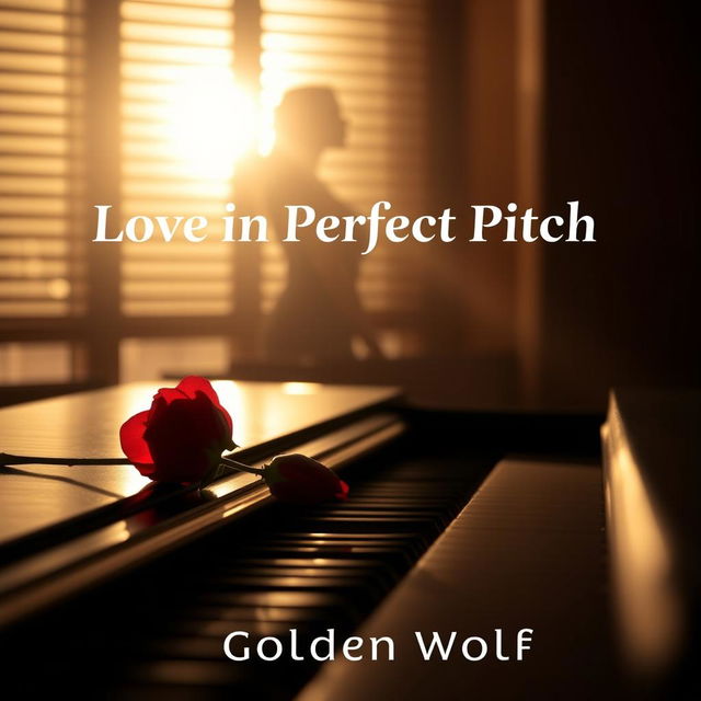 A beautiful book cover titled 'Love in Perfect Pitch' by author 'Golden Wolf'