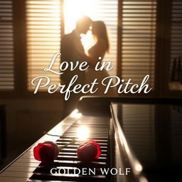A beautiful book cover titled 'Love in Perfect Pitch' by author 'Golden Wolf'