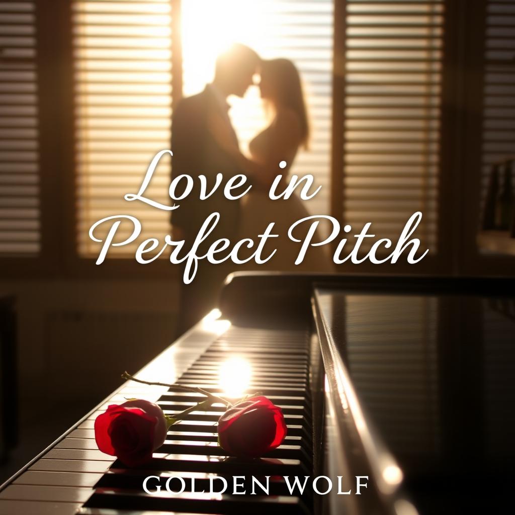 A beautiful book cover titled 'Love in Perfect Pitch' by author 'Golden Wolf'
