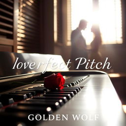 A beautiful book cover titled 'Love in Perfect Pitch' by author 'Golden Wolf'