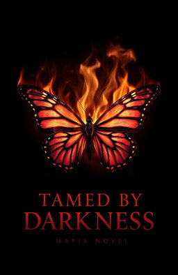 A striking image of a butterfly engulfed in flames, set against a deep black background