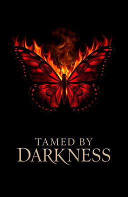 A striking image of a butterfly engulfed in flames, set against a deep black background