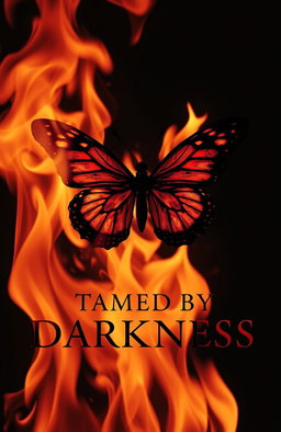 A striking image of a butterfly engulfed in flames, set against a deep black background