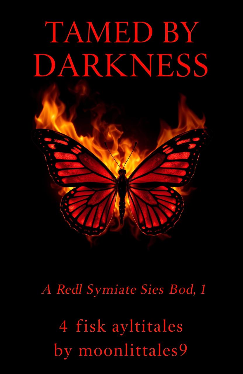 A striking visual of a butterfly engulfed in flames, contrasting against a deep black background