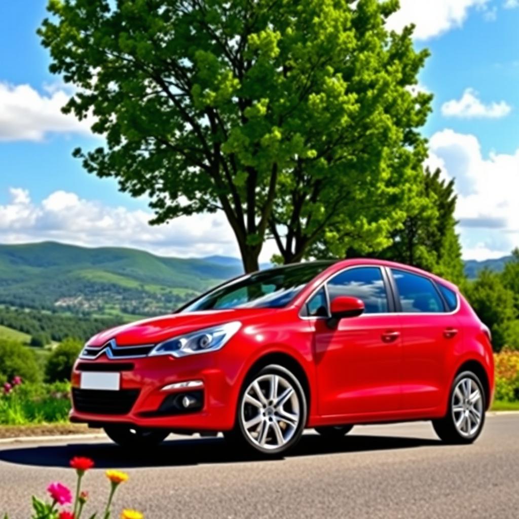Serene Getaway: 2009 Citroën C4 in Vibrant Red