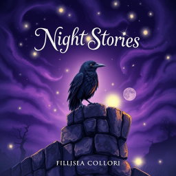 A captivating and mysterious book cover design for a children's bedtime story collection titled 'Night Stories'