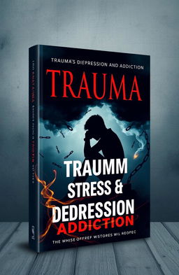 A thought-provoking book cover illustrating the themes of trauma, stress, depression, and addiction