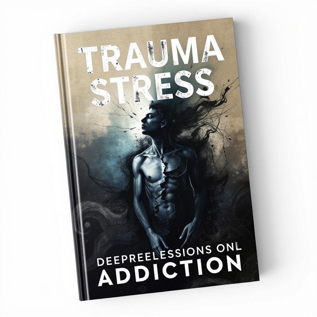 A compelling book cover representing the themes of trauma, stress, depression, and addiction