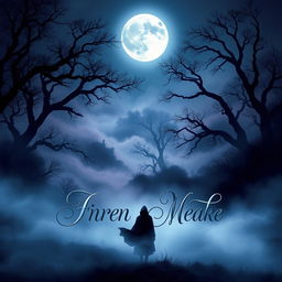 An enchanting book cover featuring a dark, mysterious landscape cloaked in swirling mist