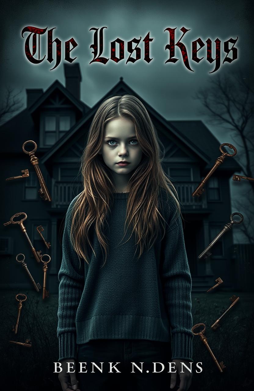 A dark and mysterious book cover for the horror story titled 'The Lost Keys'