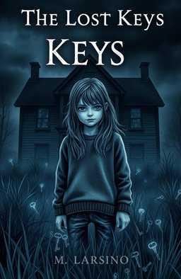 A dark and atmospheric book cover titled "The Lost Keys" featuring a 14-year-old girl standing in front of a spooky, old house