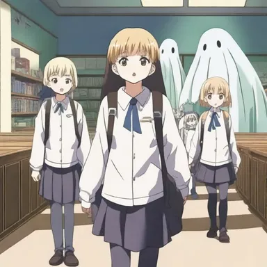 In the anime series, the main character is afraid of ghosts haunting their school.
