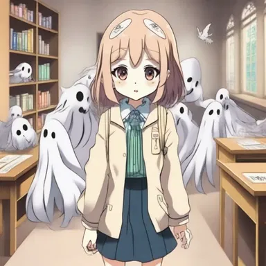 In the anime series, the main character is afraid of ghosts haunting their school.