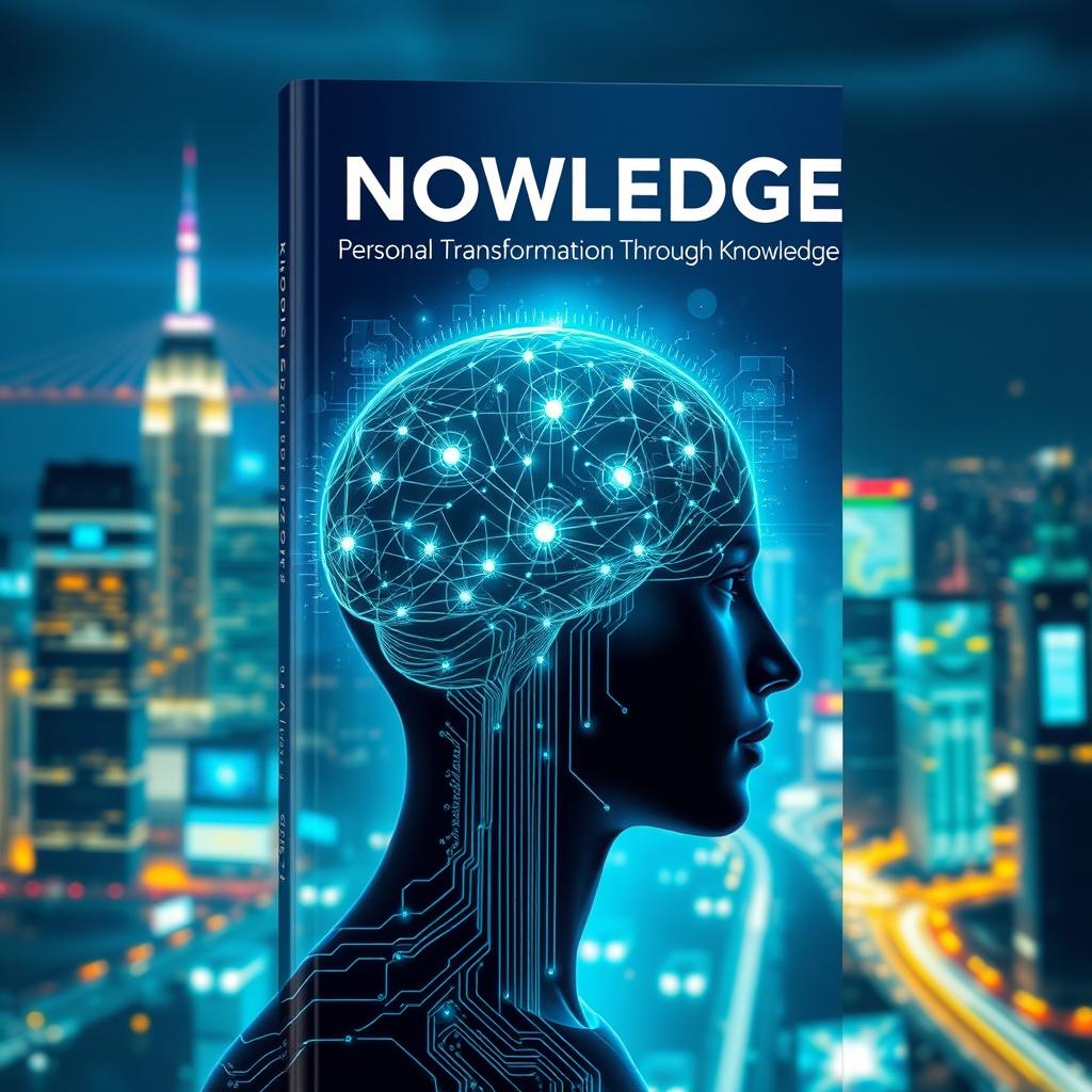 An innovative book cover that explores the intersection of technology and personal transformation through knowledge