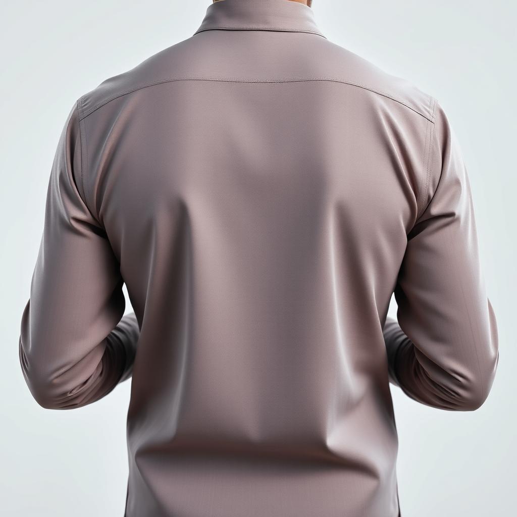 A detailed and stylish image of a shirt viewed from the back, focusing on the sleeves
