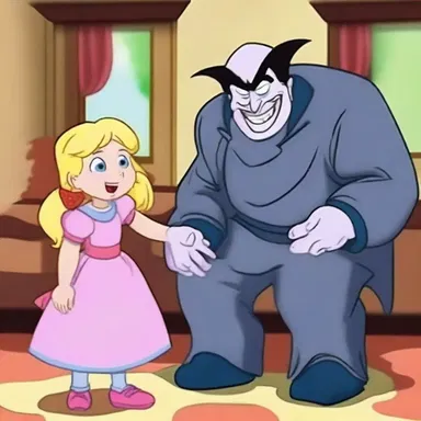 The little girl was afraid of the scary villain in the cartoons.