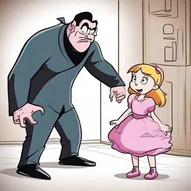 The little girl was afraid of the scary villain in the cartoons.