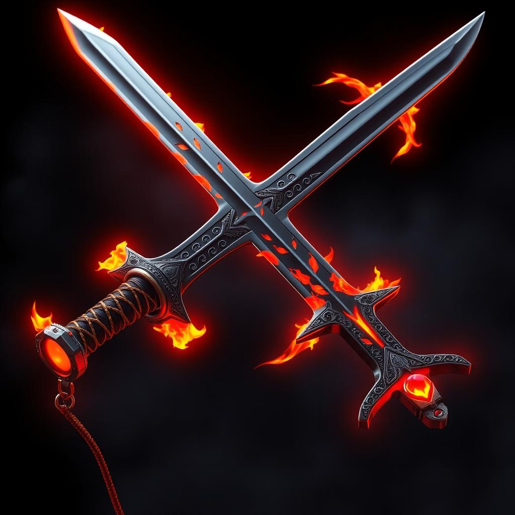 A powerful and unique sword designed for a fire warrior character in anime