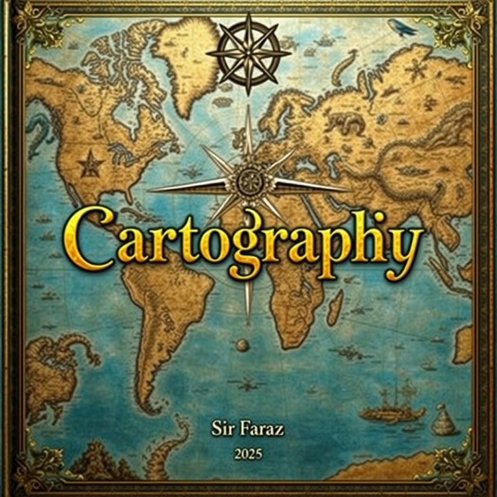 A captivating book cover design for the title "Cartography" by Sir Faraz, 2025