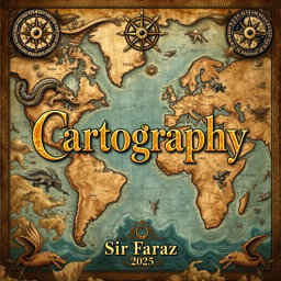 A captivating book cover design for the title "Cartography" by Sir Faraz, 2025