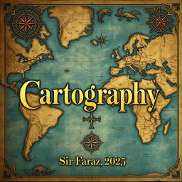 A captivating book cover design for the title "Cartography" by Sir Faraz, 2025