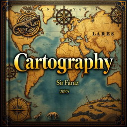 A captivating book cover design for the title "Cartography" by Sir Faraz, 2025