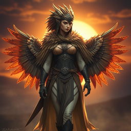 Zephyr Talonshade, a stoic Aarakocra warrior, steps forward confidently