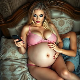 A beautiful 18-year-old girl with a thin face and an athletic voluptuous build, showcasing long blond hair and mesmerizing crystal blue eyes