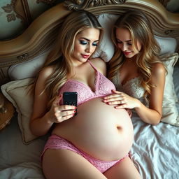A beautiful 18-year-old girl with a thin face and an athletic voluptuous build, showcasing long blond hair and mesmerizing crystal blue eyes