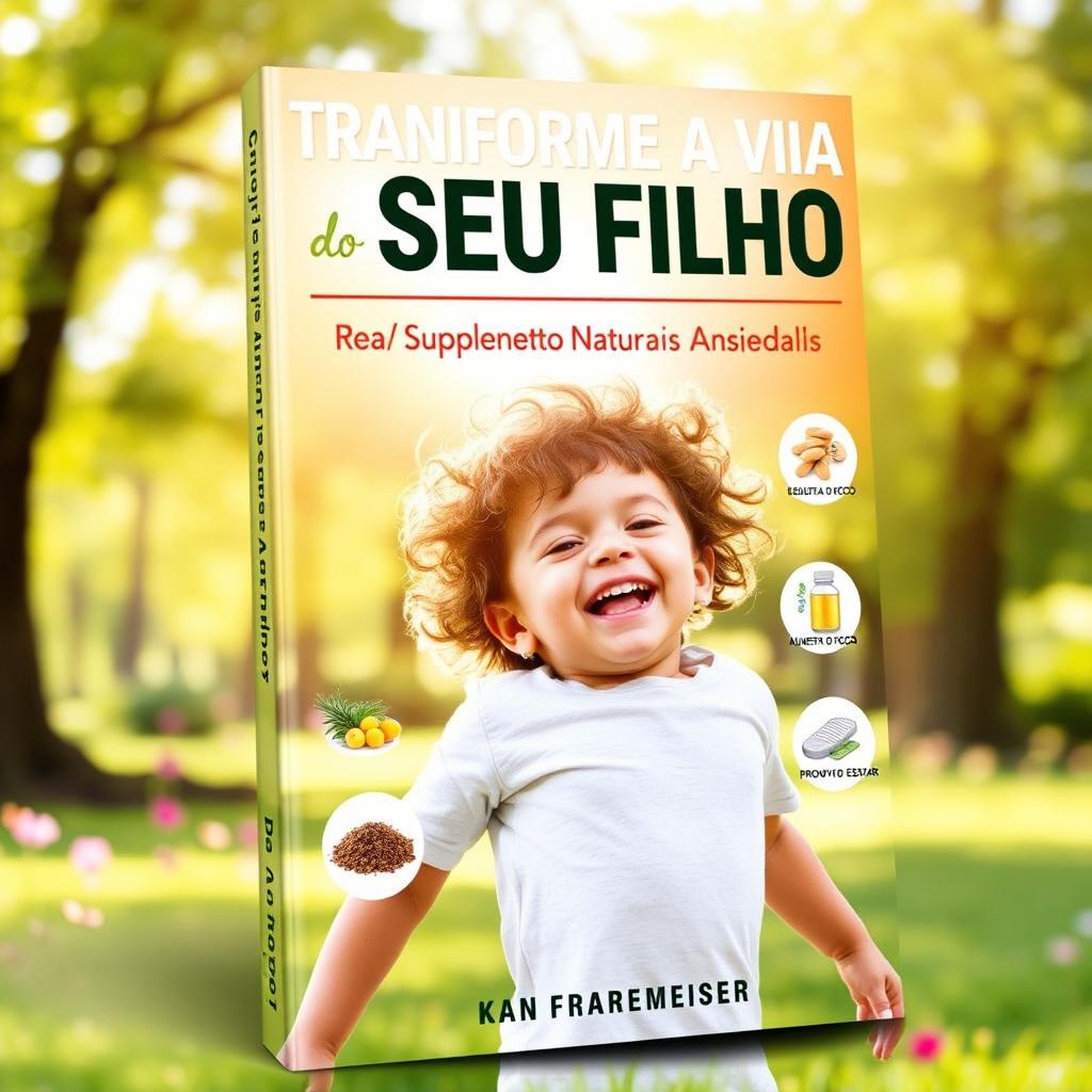 A striking and professional eBook cover design for 'Transforme a Vida do Seu Filho: Guia de Suplementos Naturais para Ansiedade Infantil!'
