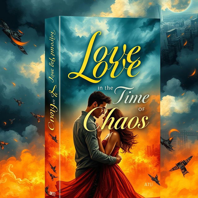 A captivating book cover design for 'Love in the Time of Chaos'