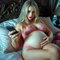 A gorgeous 18-year-old girl with a thin face and an athletic yet voluptuous body, featuring long blond hair and captivating crystal blue eyes